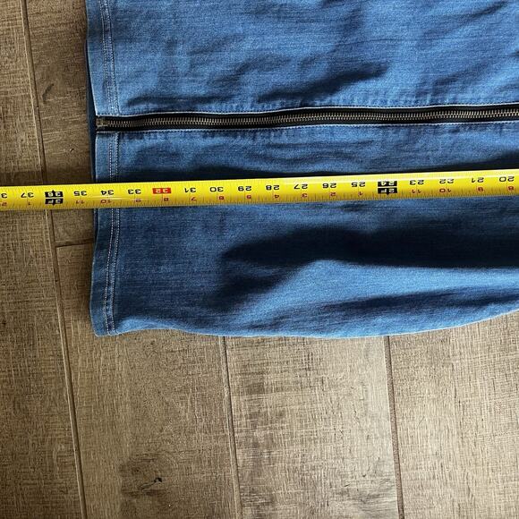 Haute Monde Denim Mini Dress M Zip Front Bodycon Adjustable Spaghetti Straps - Picture 6 of 9